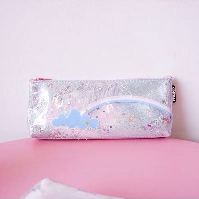 Estuche para lápices con forma de corazón y alas de unicornio para niña, bonito y moderno bolso de cuero para papelería, bolso de almacenamiento fresco para mujer y estudiante