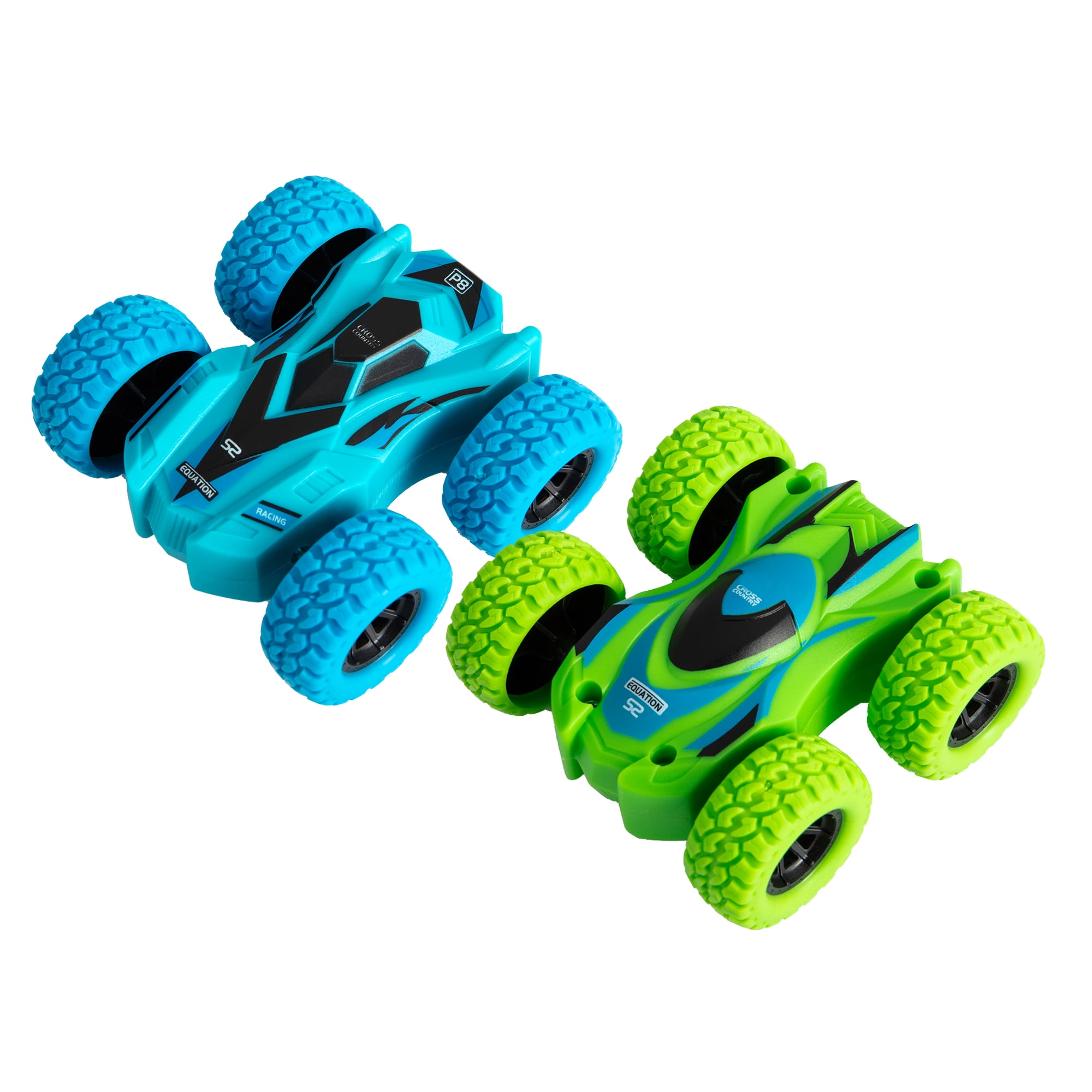 2 pack Friction Powered Car Toys, Doublesided Stunt Flip Inertia Car