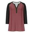 thumbnail image 2 of Felirenzacia Women's Button Down Raglan Shirt Tunic Top 3/4 Sleeve Color Block Henley Shirt, 2 of 6