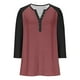 thumbnail image 5 of Blusas para mujer,Camiseta raglán con cuello en V para mujer, manga 3/4, blusa informal de cuello redondo para estar en casa, sopatenor, 5 of 9