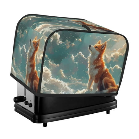 

KLL Starry Sky Cloud Fox Print 2 Slice Toaster Dust Covers Kitchen Small Appliance Cover with 2 Pockets Can hold Jam Spreader Knife & Toaster Tongs (11.4 x 7.9 x 7.5)