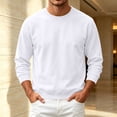 thumbnail image 5 of Mens Fleece Crewneck Sweatshirt Trendy Casual Long Sleeve Pullover Fall Winter Warm Comfy Solid Color Sweatshirt White 2XL, 5 of 6