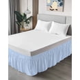 thumbnail image 4 of Blue White Stripe Wrap Around Bed Skirts for California King Bed 18" Drop,Bed Skirt with Adjustable Elastic Belt Dust Ruffle Bed Valance Modern Minimalist Geometric Striped Bed Frame Cover, 4 of 7