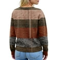 thumbnail image 7 of Women's Sweater Cute Fun Printing Sweater Fall And Winter Long Sleeve Knitted Sweater for Fall Winter Geometric Patterns,Coffee,M, 7 of 7
