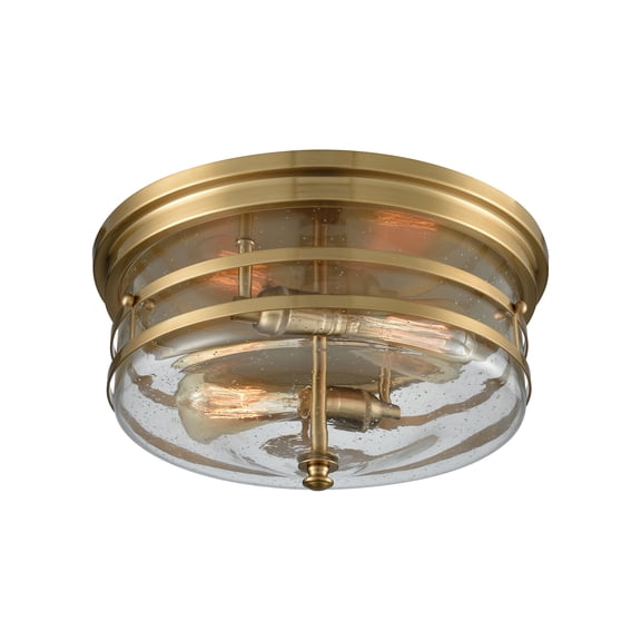 Elk Home Port O'Connor 14'' Wide 2-Light Flush Mount - Satin Brass