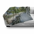 thumbnail image 3 of Modern Soft Flannel Fleece Blanket, Home Patio Balcony with Peaceful Woods in Clear Sunny Sky Photograph, Cozy Plush for Indoor and Outdoor Use, 70" x 90", White Green and Sky Blue, by Ambesonne, 3 of 6