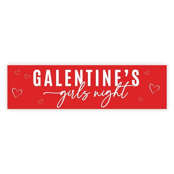 Koyal Wholesale Red & White Girls Night Galentines Day Banner, Cute Party Décor for Friends, 13"x48"