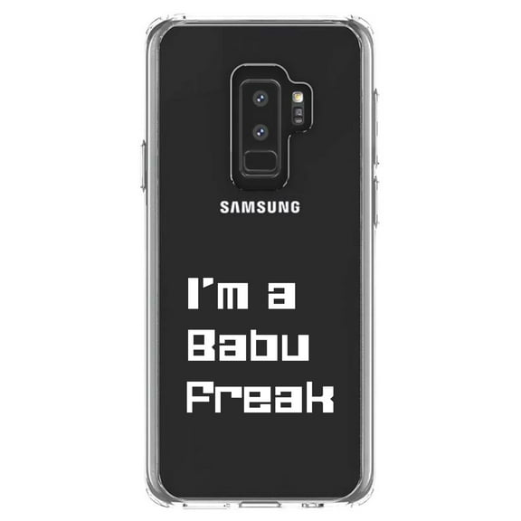 DistinctInk Clear Shockproof Hybrid Case for Samsung Galaxy S9  PLUS (6.2" Screen) - TPU Bumper Acrylic Back Tempered Glass Screen Protector - I'm a Babu Freak