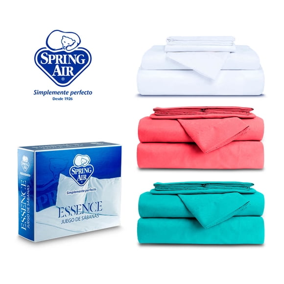 Juego de Sabanas Spring Air 3 Pack King Size Turquesa Coral Blanco Essence