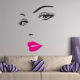 thumbnail image 4 of Hermosa cara de mujer y labios rojos, pegatina de pared, decoración del hogar, sala de estar y dormitorio, 4 of 8