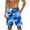 Blue, variant on ZRGHAOYLQ Plus Size Hawaiian Shorts Trendy Camo Print Beach Shorts Mens Quick Dry Elastic Waist Short Pants Big and Tall Drawstring Shorts with Pockets