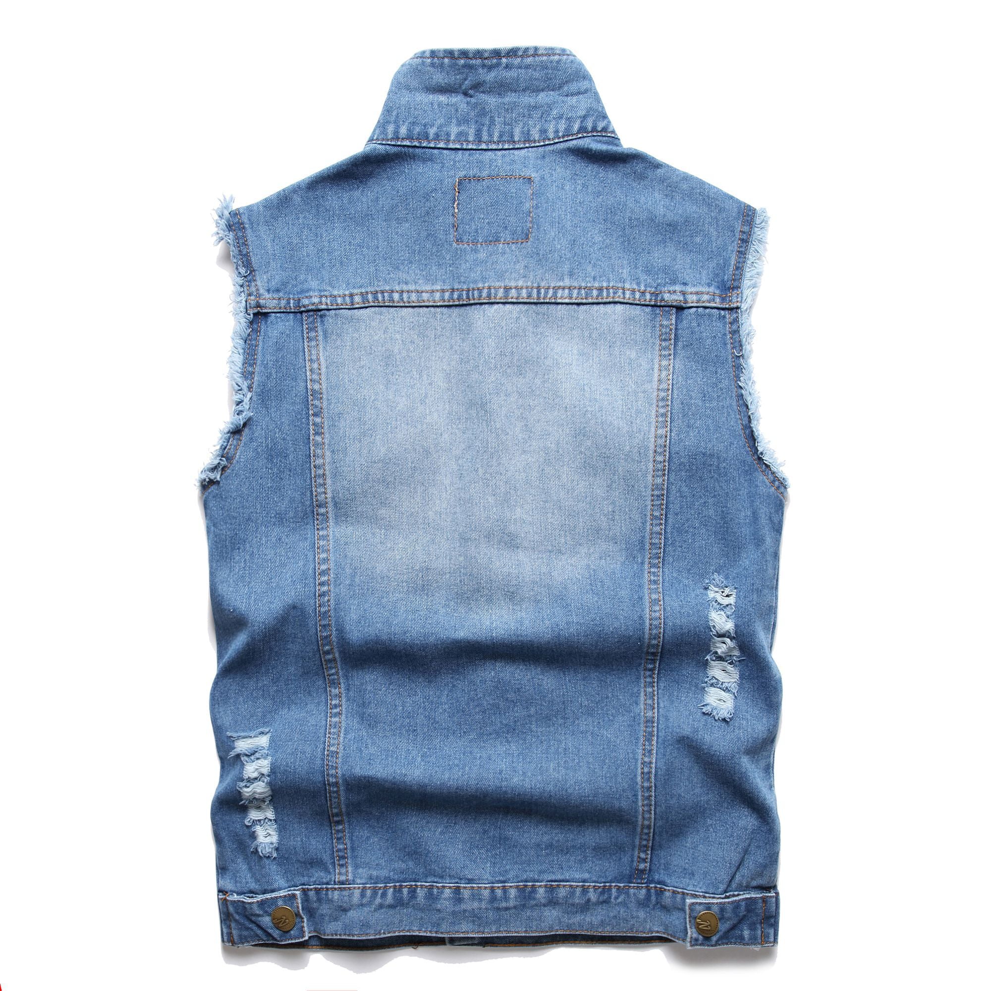 Ginsiom Mens Denim Vest Sleeveless Slim Fit Ripped Retro Ginsiom Mens Denim Vest Sleeveless Slim Fit Ripped Retro
