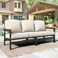 thumbnail image 3 of MF Studio HDPE Patio Furniture Set, 4-Piece HDPE & Wicker Outdoor Conversation Set with Thick Cushions and Coffee Table, Black, 3 of 13