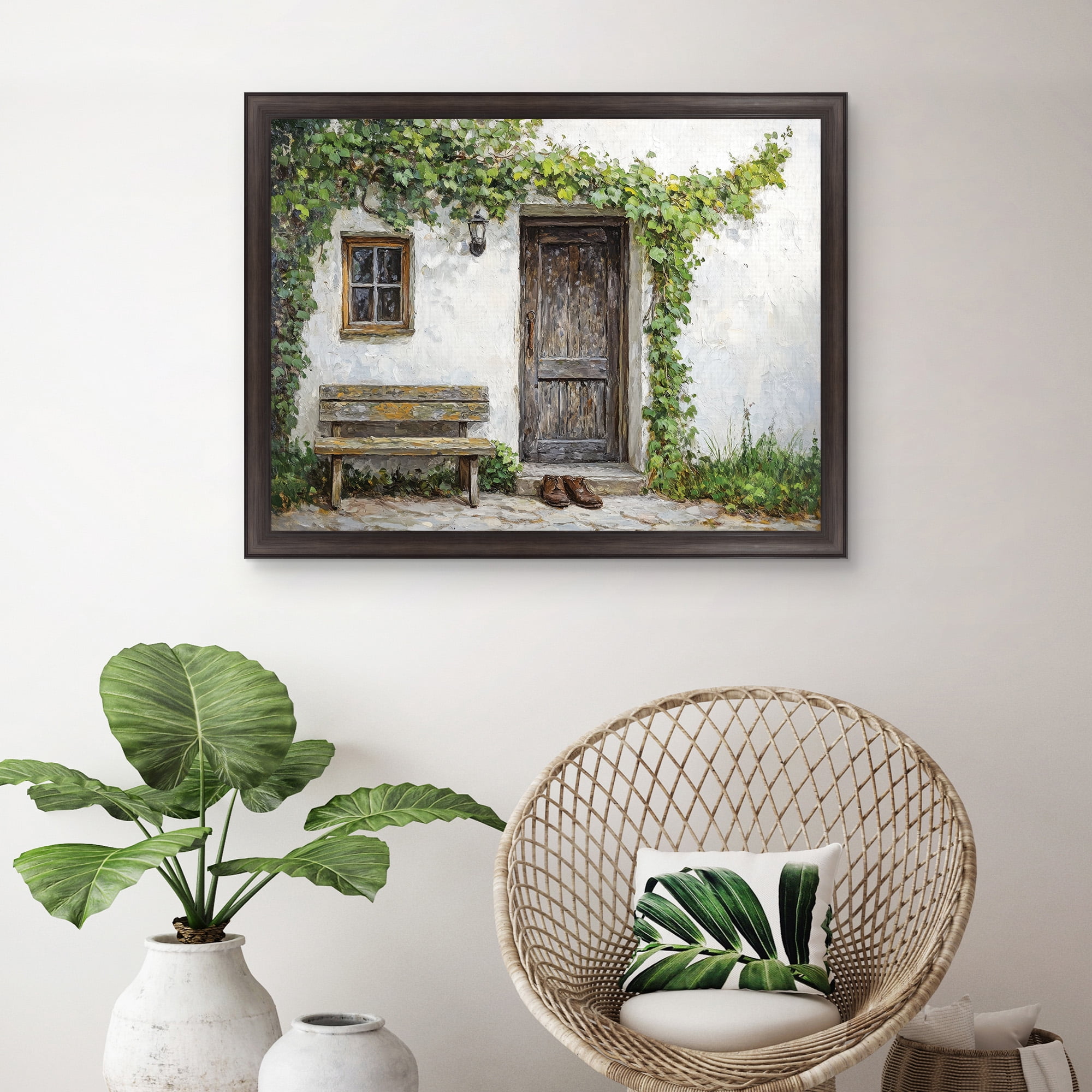 Green Vines and Boots II Framed Canvas