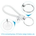 thumbnail image 3 of Braided Leather Keychain with Stainless Steel Key Ring Sleeve, PU Woven Wristlet Lanyard, White, 3 of 5