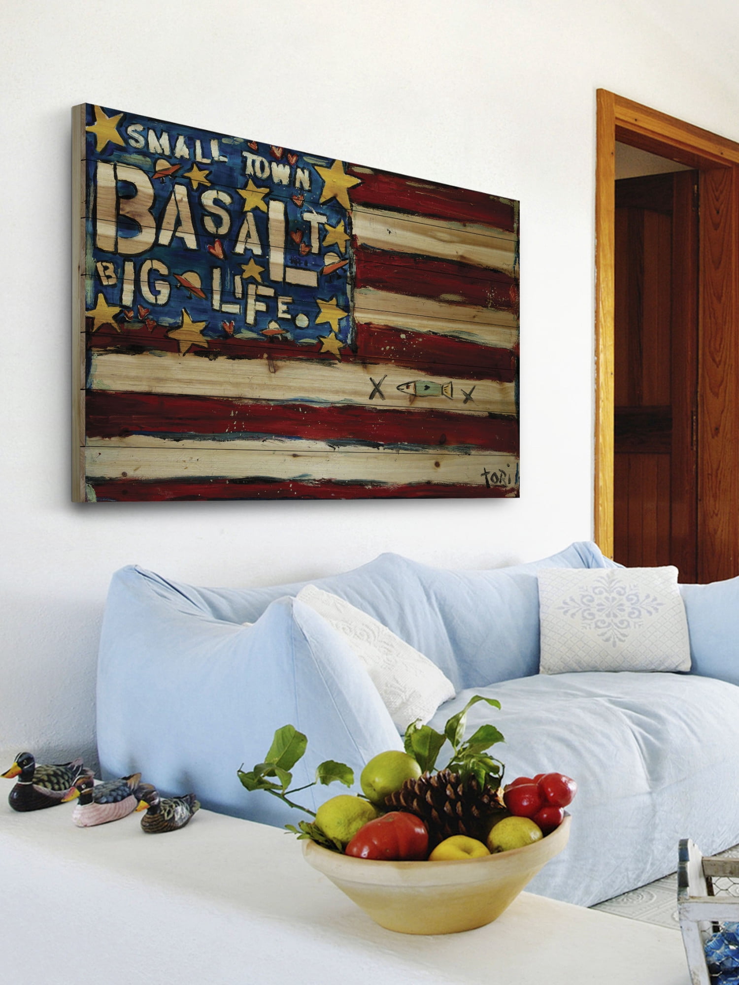 Marmont Hill "Basalt Flag" by Tori Campisi Painting Print on Natural Pine Wood