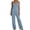 #030Light Blue, variant on Taylonsss Womens Print Lace Trimmed Straps Breathable Tank and Pants Pajamas Set Casual Comfortable Loungewear for Summer Everyday Home Wear