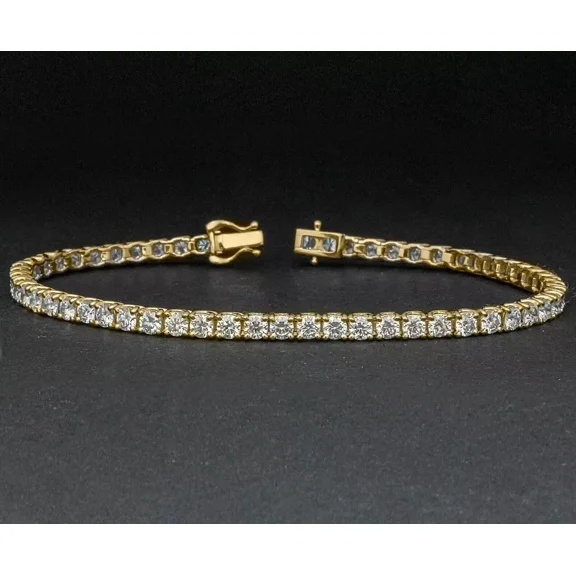 8.40 Ct Round-Cut Lab Created Diamond Tennis Bracelet Yellow Gold Plated sterling sliver