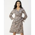 thumbnail image 2 of Moomaya Long Sleeve V Neck Wrap Printed Dress - Women's Stylish Wrap Dress, 2 of 9