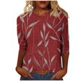 thumbnail image 2 of Fznquz 2025 3/4 Length Sleeve Womens Tops Cute Graphic Red Tops Casual Fall Clothing,XXL, 2 of 5