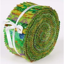 Soimoi 40Pcs Batik Print Cotton Precut Fabrics For Quilting Craft Strips 2.5x42inches Jelly Roll - Green