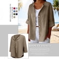 thumbnail image 6 of Kelon Tops for Women Short Sleeve Shirts V Neck Linen Cotton Summer Fashion Clothing Tunic Tops Casual, 4XL, 6 of 9