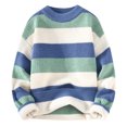 thumbnail image 2 of Miluxas Men's Colorful Striped Knitted Sweater Crew Neck Sweater Long Sleeve Crew Neck Top Blue, 2 of 3
