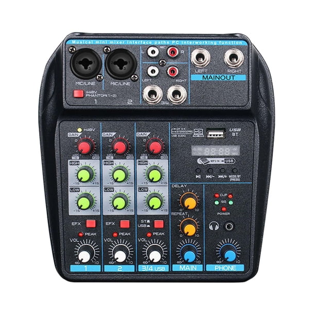 Mezclador de 4 canales Sunnimix Digital de línea para grabación de instrumentos azul