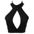 thumbnail image 1 of Mialoley Femmes Été Aguichant Sans Manches Meilleur Couleur Unie Creux Col Roulé Crop Tops, 1 of 3