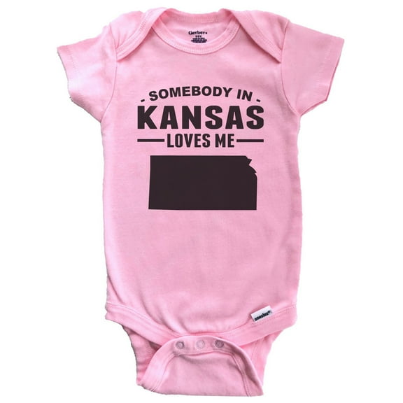 Somebody In Kansas Loves Me Baby Bodysuit - Kansas Baby Bodysuit (Pink)