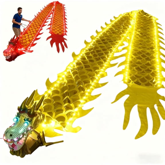 Luminous LED Flow Dance Prop & Dragon Ribbon Streamer – Perfect for Exercise and Performance, Designed for Adults and Seniors(Yellow, 19.6ft)