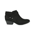 thumbnail image 2 of Portia Black Suede Soda Women Ankle Boots Small Short Heel Booties Buckled Side Zipper, 2 of 4