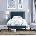 thumbnail image 2 of Modern Contemporary Urban Design Bedroom Twin Size Platform Bed Frame, Fabric, Navy Blue, 2 of 5