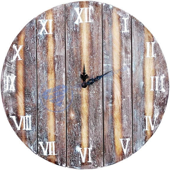 Nagina International Antique Vintage Rustic Weathered Clock with Roman Numerals - Captain Maritime Beach Home Decor Gift (18 Inches)