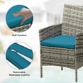 thumbnail image 6 of 3 Pieces Rattan Conversation Set, Wicker Outdoor Patio Furniture Set with Tempered Glass Table, Patio Table and Chairs Set for Backyard Lawn Porch Poolside Balcony, Grey and Peacock Blue, 6 of 8