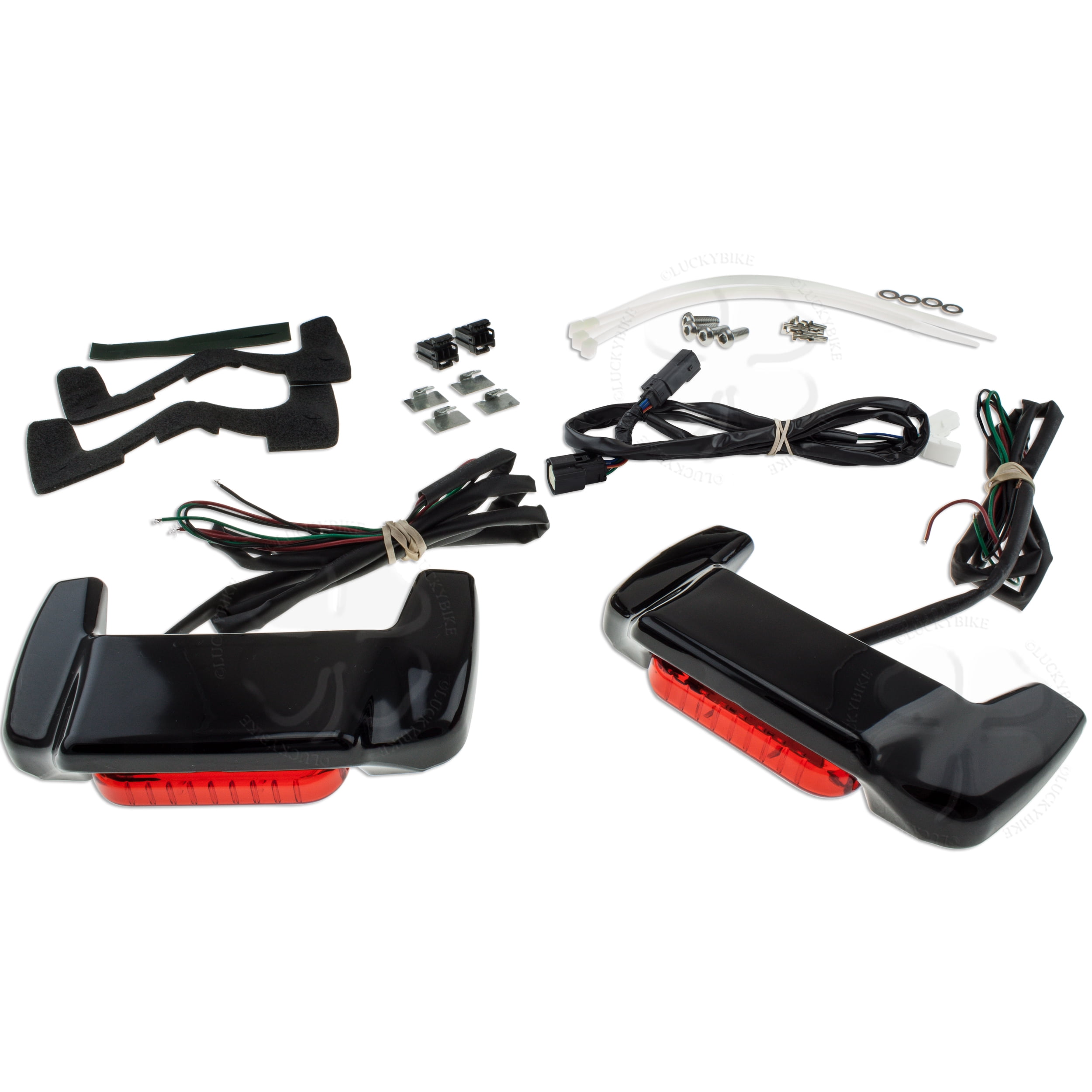 1 Pcs LED Saddlebag Run/Brake/Turn Lamp Light Chrome Housing/Red Lens Compatible with Harley 14-19 