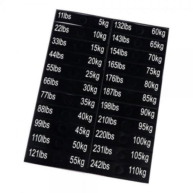 Etiquetas para pilas de pesas,Etiqueta adhesiva de etiquetas de pila de pesas para equipos de gimnasio,Vinilo decorativo números blancos sobre fondo negro,Etiqueta de peso del equipo