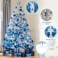 thumbnail image 4 of 7.5ft Pre-lit Artificial Christmas Tree with 550 Incandescent Warm White Lights, Snow Flocked Full Prelighted Xmas Tree with 1284 Branch Tips & Foldable Stand, Lake Blue Gradient, 4 of 18