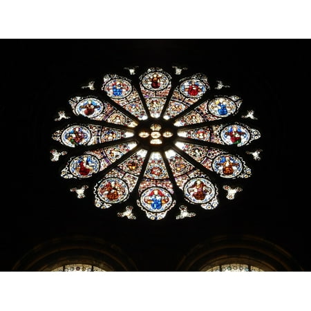 Framed Art for Your Wall Glass Church Rose Window Colored Glass Window 10x13 Frame