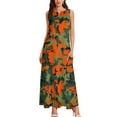 thumbnail image 2 of orange and green Long Dress Cocktail of dresses summer dress korean women Dress, 2 of 6