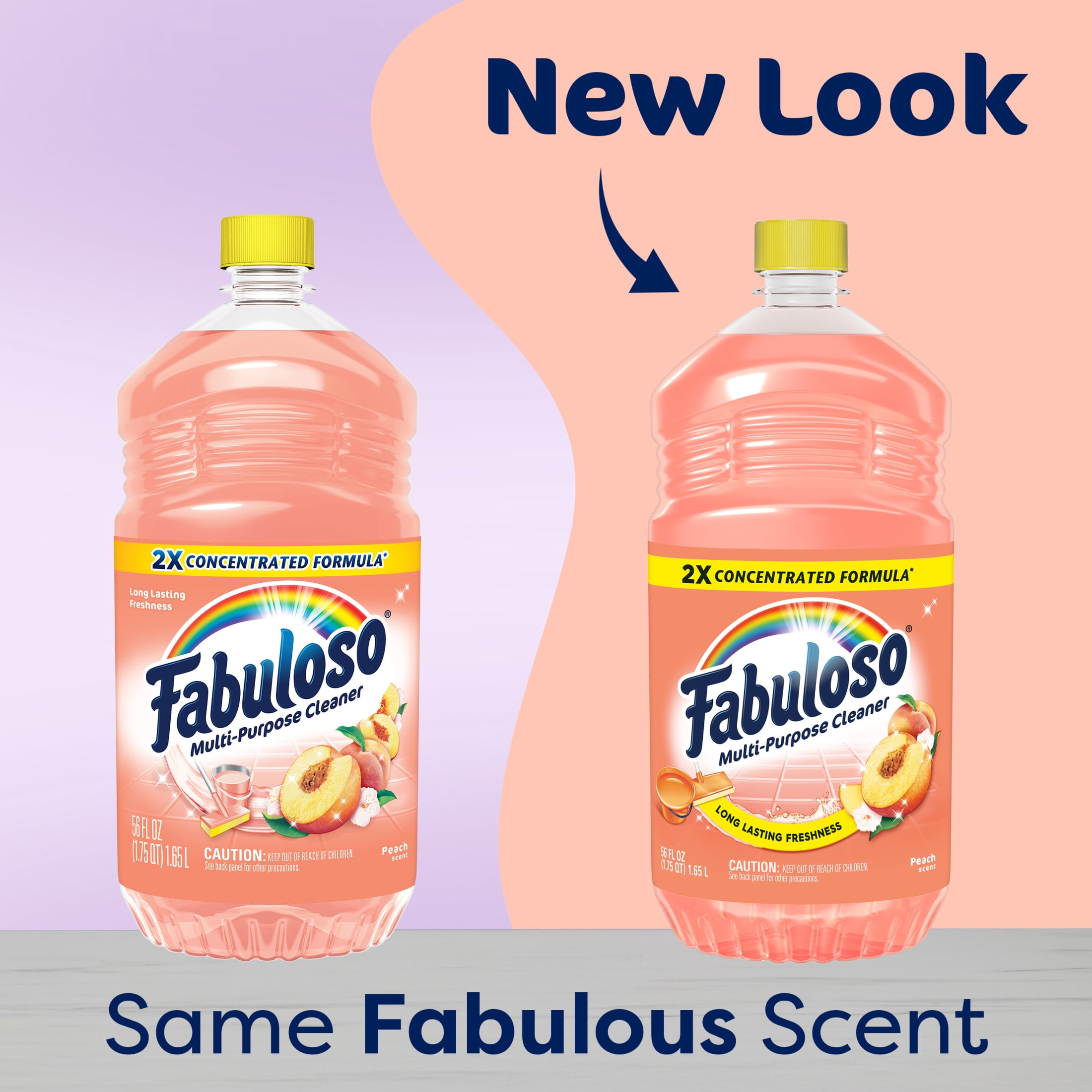 (2 pack) Fabuloso 2X Multi-Purpose Cleaner, No Rinse Floor Cleaner, Peach Scent, 56 fl oz