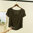 thumbnail image 3 of Hvot&aat Women's Summer Casual Yoga T-Shirts Square Collar Straight Shoulder Short Sleeve Tops Solid Color Blouse, 3 of 3