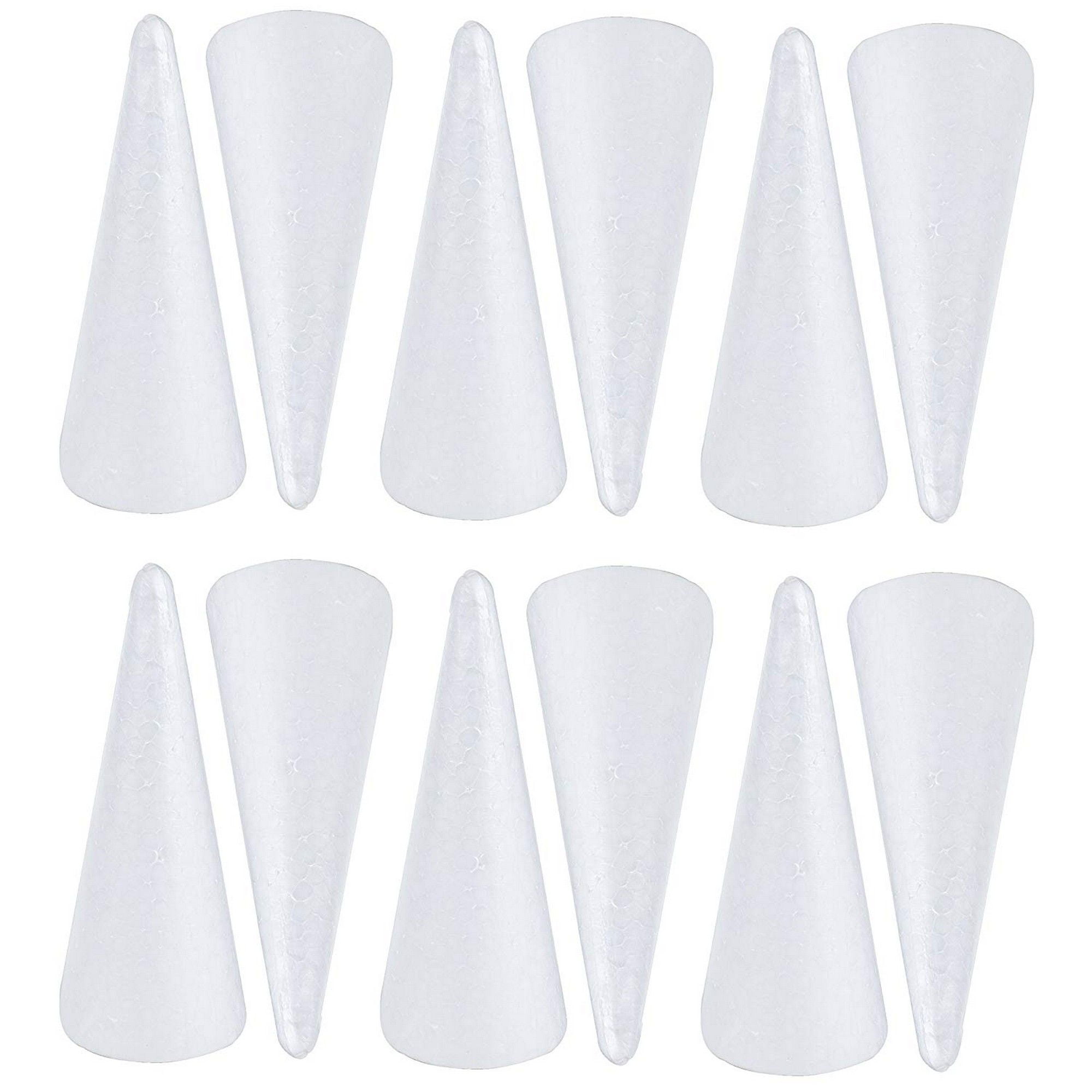 Foam Cones for Diy Crafts (12 Pack) White Polystyrene, 2.87 X 7.25