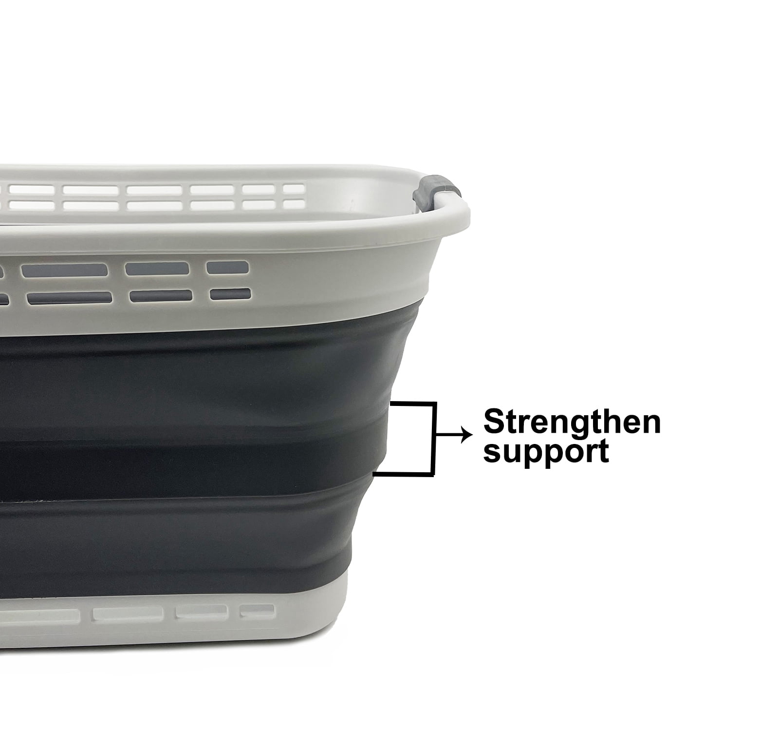 SAMMART 42L (11 Gallons) Collapsible Plastic Laundry Basket - Foldable Pop Up Storage Container/Organizer - Portable Washing Tub - Space Saving Hamper/Basket