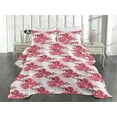 thumbnail image 2 of Ambesonne Floral Quilted Coverlet 3 Pcs, Art Romantic Peony Petals, Queen Size, Brown Pink and Magenta, 2 of 4