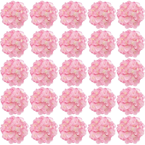 Silk Hydrangea Heads Artificial Flowers Heads and Stems Fake Hydrangea Flowers for Home Wedding Decor (Pure White)