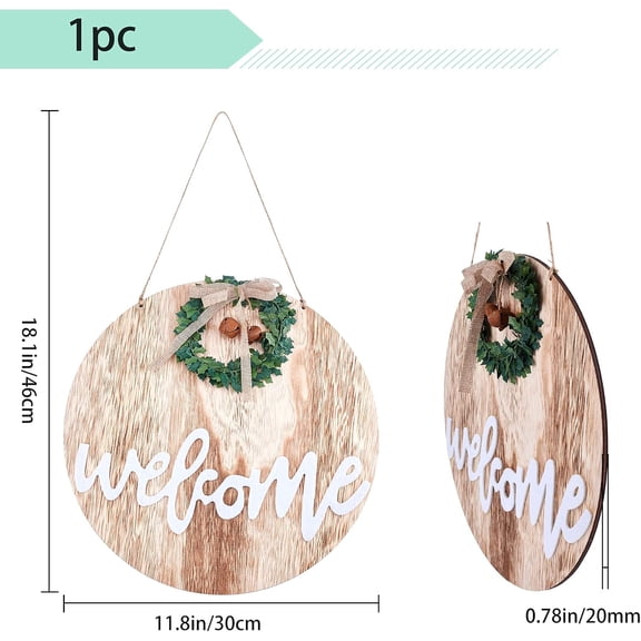 1 pc 12 Inch Welcome Sign for Front Door Porch Decor Farmhouse Burlywood Wall Round Wood Sculpture Hanging Signs for Housewarming Home Outdoor Decoration