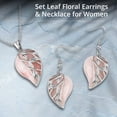thumbnail image 4 of Rose Quartz Costume Jewelry Set Leaf Floral Earrings Necklace for Women Women Stainless Steel Size 20" Birthday Christmas Gifts, 4 of 10