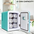 thumbnail image 4 of Koolatron Retro Mini Portable Fridge, 4L Compact Refrigerator for Skincare, Beauty Serum, Face Mask, Personal Cooler, Includes 12V and AC Cords, Desktop Accessory for Home Office Dorm Travel, Aqua, 4 of 10