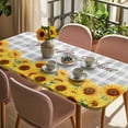 thumbnail image 3 of Yellow Sunflowers Table Cloths for 5 Foot Rectangle Tables, Summer Floral Elegant Pastoral Checkered Patio Waterproof Elastic Fitted Tablecloths, Washable Rectangular Table Cover for Camping, 3 of 8